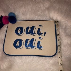 NWT Madden Girl Canvas “We,We” Glitter Zipper Pouch Cosmetics Makeup Bag.